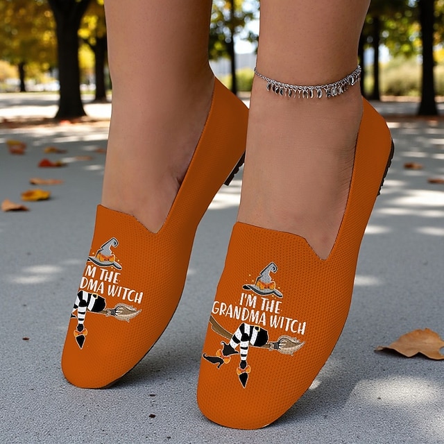 Damskie wsuwane buty Flyknit z nadrukiem „Jestem babcią czarownicą” – lekkie, codzienne buty na Halloween, idealne na jesienne uroczystości i do noszenia na co dzień