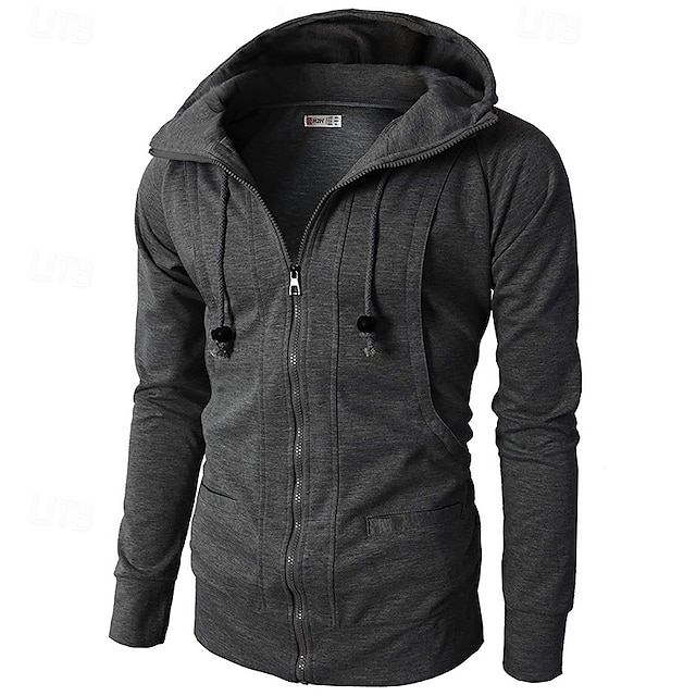  Hombre Sudadera Sudadera con capucha y cremallera completa Sudadera con capucha de lana Rojo tinto Negro Verde Ejército Azul Marino Caqui Con Capucha Plano Retazos Deporte Casual Diario Ropa de calle