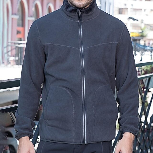 Men's Hiking Jacket Fleece Jacket Thermal Jacket Winter Outdoor Thermal Top Dark Grey Dark Blue4