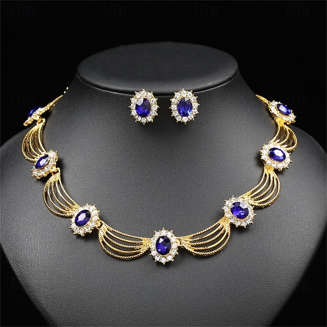  Juego de Joyas 2 Cromo Pendientes Collare Mujer Elegante Vintage Moda Estilo retro Clásico Redondo Conjunto de joyas Para Boda Fiesta Invitado a la boda