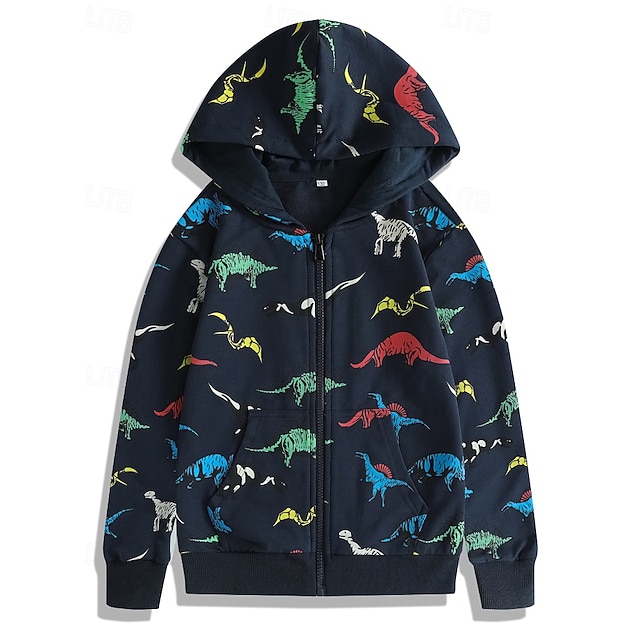  Barn Pojkar hoodie med dragkedja Tecknat Långärmad Dragkedja Höst Grundläggande Bomull Utomhus