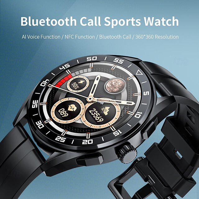  LOKMAT COMET PRO Smart Watch 1.32 inch Smartwatch Fitness Running Watch Bluetooth Pedometer Call Reminder Activity Tracker Compatible with Android iOS Women Men Long Standby Hands-Free Calls Media