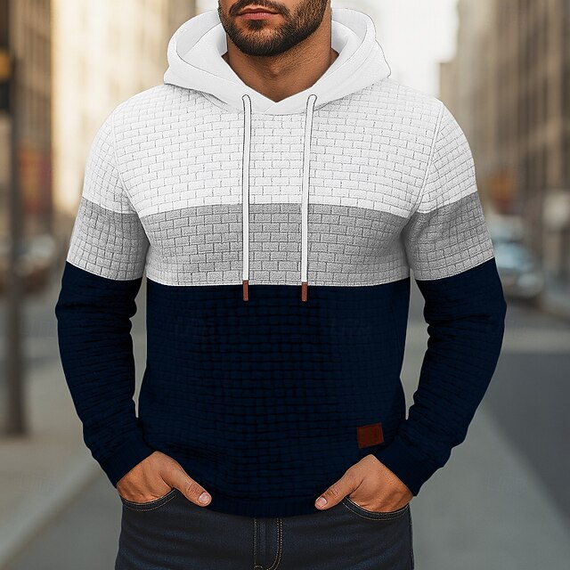  Herren Kapuzensweatshirt Pullover Kapuzensweatshirt Weiß Gelb Armeegrün Rote Marineblau Mit Kapuze Farbblock Einfach Patchwork Farbblock Strukturiert Sport & Outdoor Lässig Täglich Streetwear Cool