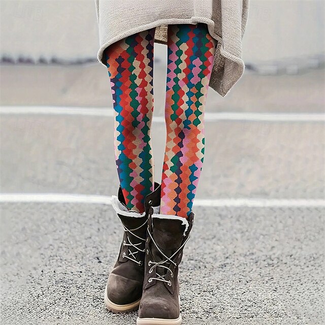 Women's Pants Trousers Leggings Cozy Leggings Streetwear Casual Full Length High Waist Graphic Elastic Waist Print Breathability Comfortable Stretchy Vacation Street Daily Wear Rainbow Summer Spring4