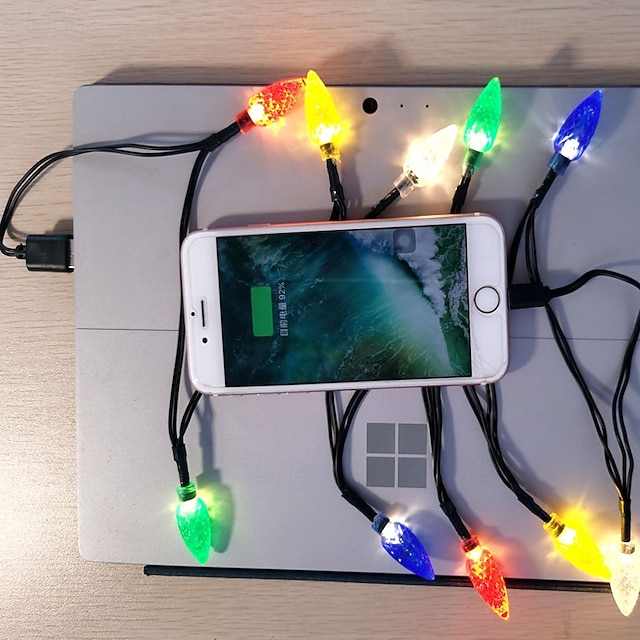  Cabo carregador de luzes de natal para celular, cabos de carregamento de lâmpadas festivas compatíveis com celulares Android
