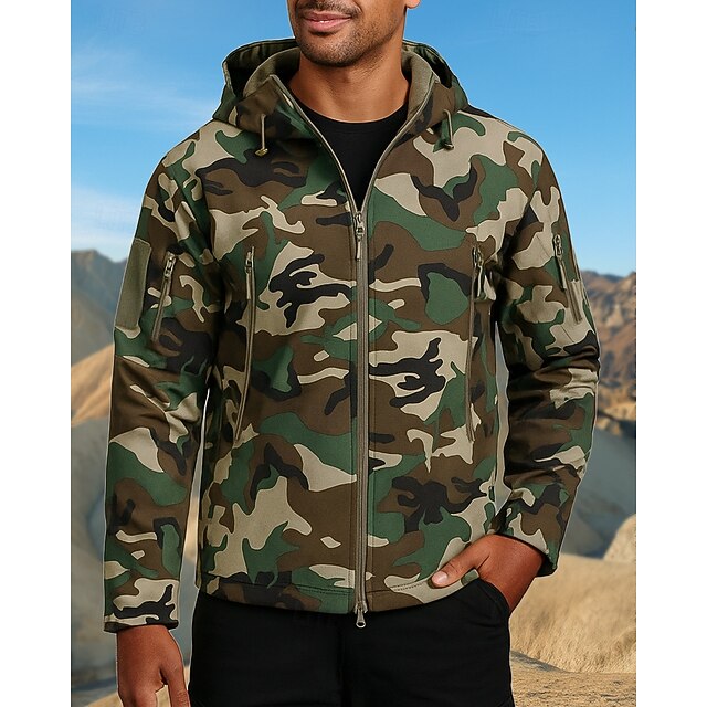 Men's Military Tactical Jacket Combat Jacket Outdoor Waterproof Windproof Hiking Outfits Hiking Clothes Spring Autumn / Fall Top Camping / Hiking / Caving Running Camo Green4