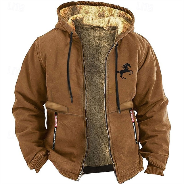  Miesten Hevonen Kantri Fleece Huppari College Päivittäin Klassinen Pitkähihainen Tiukka pyöreä kaula-aukko ulko- Koti Matkailu Musta Viininpunainen Kurenauha Syksy Talvi Suunnittelija