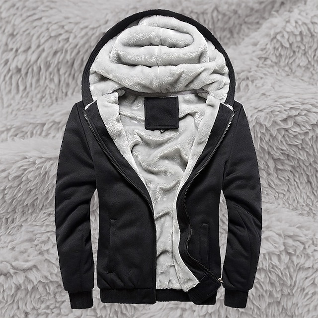  Homme Sweat à capuche Sweat à capuche zippé intégral Sweat à capuche en polaire Sweat à capuche doublé en polaire Noir Rouge Bleu Gris À capuche Uni Fermeture éclair Sport & Loisir Occasionnel