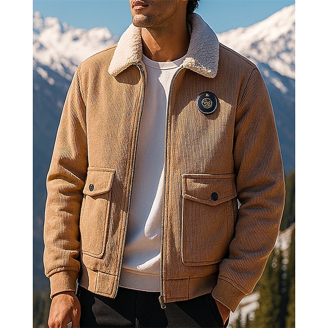 Men's Bomber Jacket Fleece Jacket Winter Outdoor Thermal Warm Fleece Jackets Full Zip Hunting Fishing Climbing Black Army Green Khaki Grey