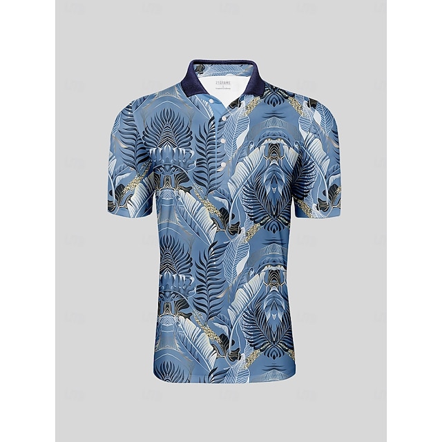  Herren Golf-Poloshirt Blau Kurzarm Oberteil Golfkleidung, Kleidung, Outfits, Kleidung