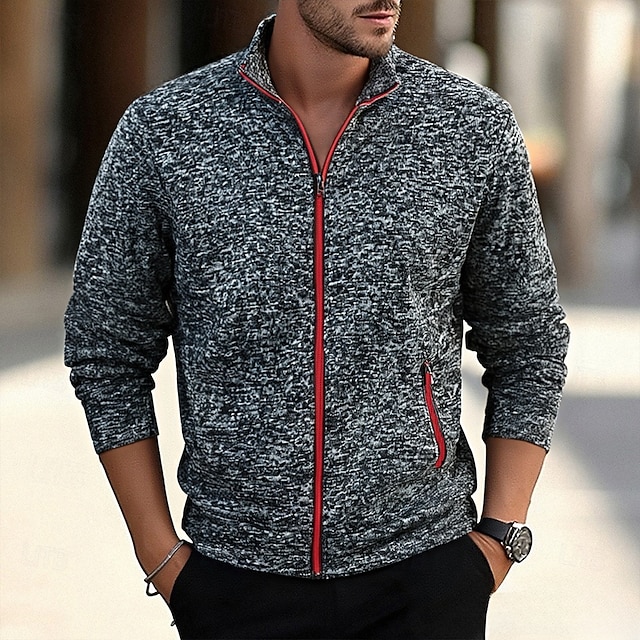  Pánské Mikina Celorozepínací mikina Černá Armádní zelená Námořnická modř Světle šedá Tmavě šedá Stojáček Bez vzoru Kapsy Sporty a outdoor Denní Dovolená Polyester Šik ven Základní Na běžné nošení