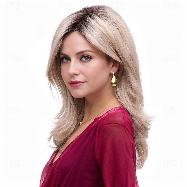 Long Blonde Layered Wig with Dark Roots for Women – Synthetic Hair, Heat-Resistant for Daily Wear & Costume4
