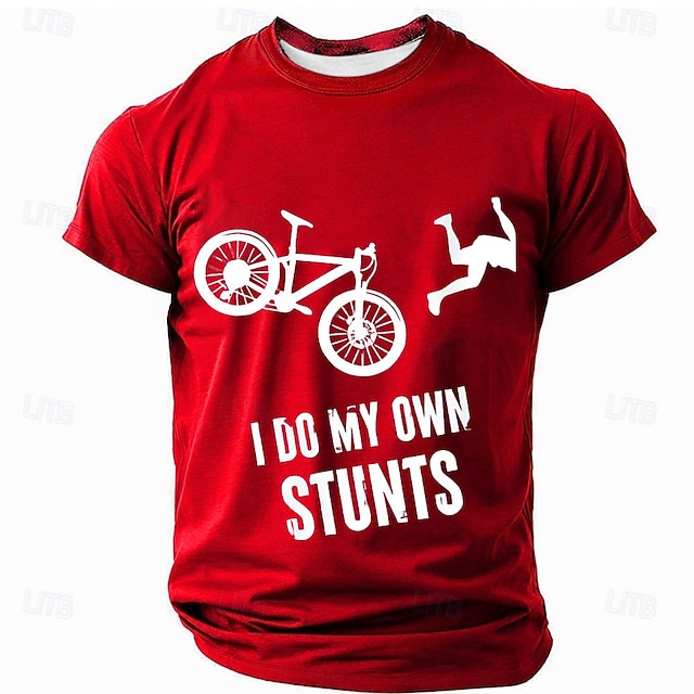  Мужская футболка с коротким рукавом забавная графика велосипедного цикла 'Я делаю свои собственные трюки'