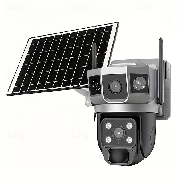  Outdoor Solar-powered Camera With Smart Ai Alerts Wifi Camera With Dual Lenses 360 View Of Home Security System With Human Detection Automatic Tracking Colour Night Vision And Pir Sensor.