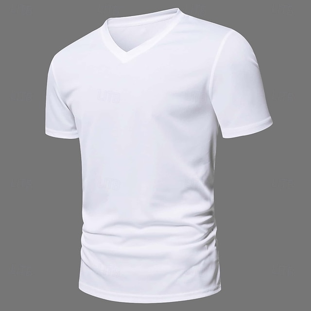 Herr T-shirt i bomullsblandning Kortärmad Kort ärm V-hals Sommar Alla årstider Ensfärgat Slät Designer Grundläggande Modernt Modernt V-ringad Semester Gata Ledigt Svart Vit Grön Topp t-shirt för män