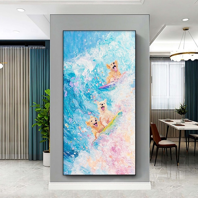  Handmade Original Seascape Oil Painting On Canvas Wall Abstract Ocean Waves Painting for Home Decor With Stretched Frame/Without Inner Frame Painting