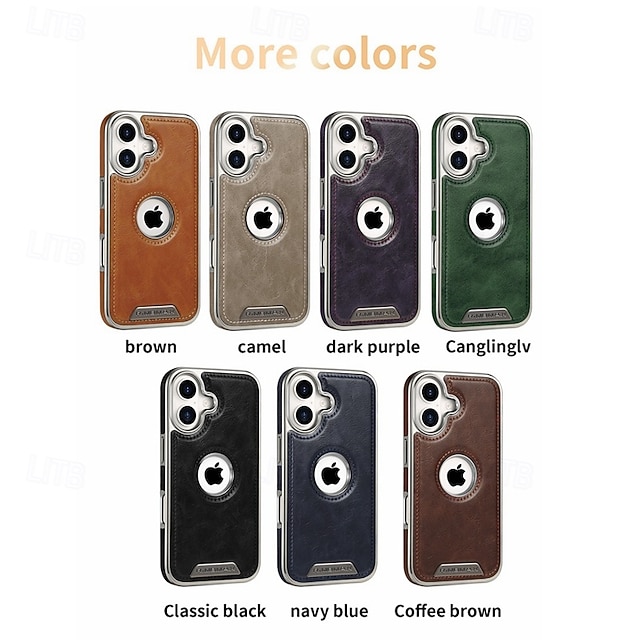  teléfono Funda Para iPhone 16 15 14 Pro Max Plus 16e 13 Pro Max Funda Trasera Antigolpes Retro TPU Cuero de PU
