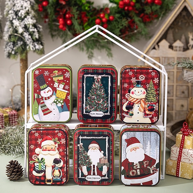  Kerstkoekjesblikken met deksels om cadeau te geven, kerstblikken, mini metalen doos met deksel, vakantie snoep, koekjesopslag, geschenkverpakking, feestelijke feestgunst, lege container