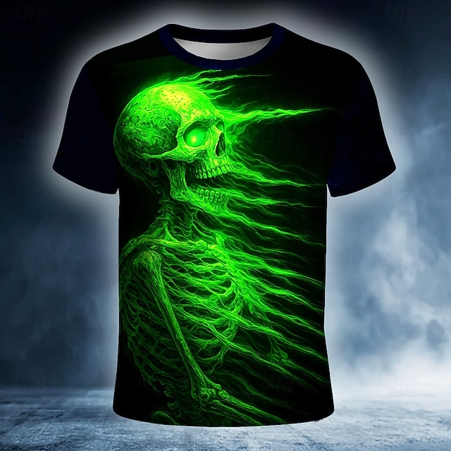  Halloween Ανδρικά Νεκροκεφαλές 3D Εκτύπωση 3D Μπλουζάκι Κοντομάνικο Κοντομάνικη μπλούζα 3D εκτύπωση Στρογγυλή Ψηλή Λαιμόκοψη Πουκάμισο Εξωγκωμένος Υψηλής Ποιότητας Φρίκης Πάρτι Δρόμος Αργίες