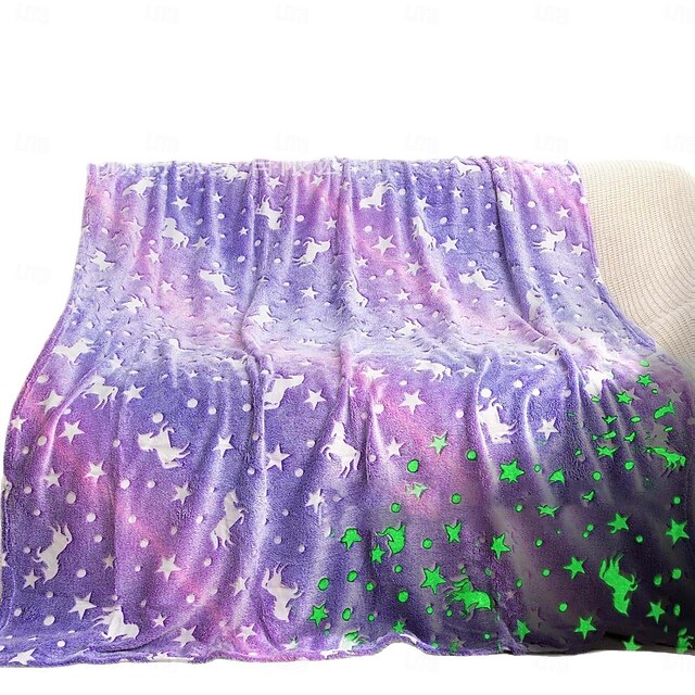 Flannel Glow-in-the-Dark Blanket, Unicorn Baby Throw Blanket, All-Season Air Conditioning Blanket, Soft Plush Nap Blanket for Office or Home3