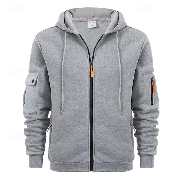  Per uomo Felpa con cappuccio Felpa con cappuccio a zip intera Felpa con cappuccio in pile Felpa con cappuccio tattica Nero Blu marino Cachi Grigio chiaro Grigio scuro Con Cappuccio Semplice Cerniera