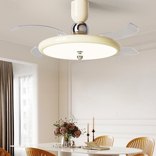 Ventilateur de plafond avec lumières 106 cm LED à intensité variable 3 couleurs 6 vitesses minuterie pales réversibles avec télécommande, ventilateur de plafond domestique lustre, ventilateur de