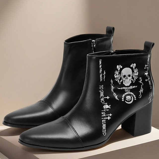  Pánské Boty Motorkářské boty Retro Halloween Chůze Kůže Italská celozrnná hovězí kůže Pohodlné Protiskluzové Teplý Kotníčkové Povaleč Černá Podzim Zima