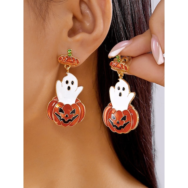  Dámské halloweenské visací náušnice s dýní a duchy, roztomilý sváteční styl, ideální na kostýmní večírky a sváteční outfity