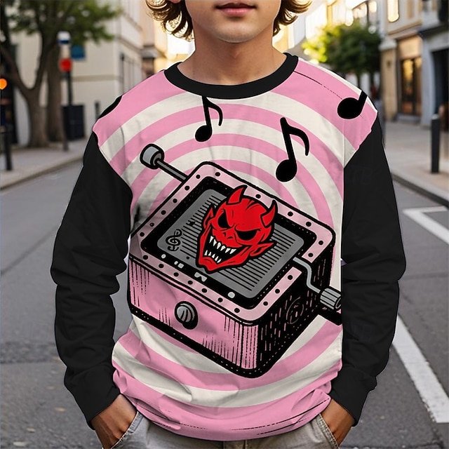 ハロウィーン 男の子 3D ゴースト Tシャツ Ｔシャツ 長袖 春 秋 ファッション ベーシック 子供 4〜12年 クルーネック アウトドア カジュアル 日常 レギュラー