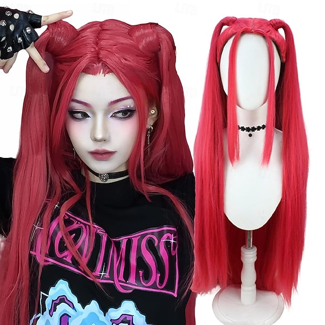  K-pop κυνηγοί δαιμόνων περούκες cosplay anime mira κοστούμι περούκες μωβ πλεξούδες αξεσουάρ ενηλίκων σκηνικά