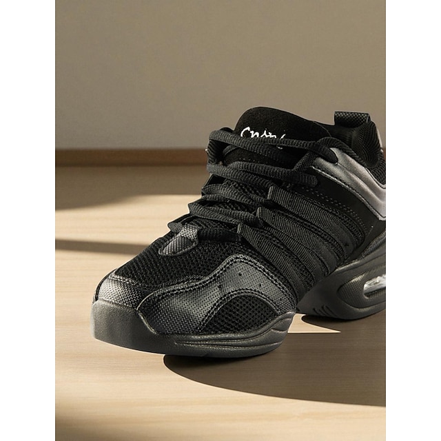 Schwarze Jazz-Tanz-Sneaker für Damen – leichte, atmungsaktive