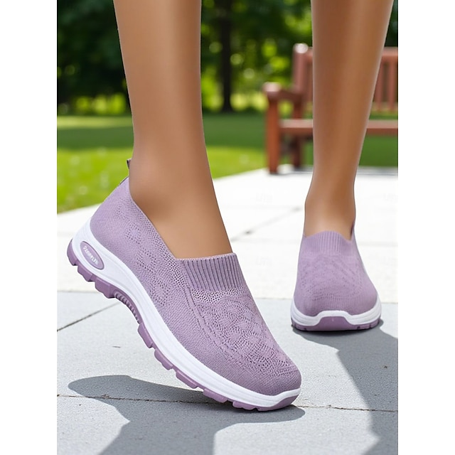  Dámské béžové pohodlné tenisky s flyknit nazouvací – lehké prodyšné boty do parku, na pochůzky i na každodenní nošení