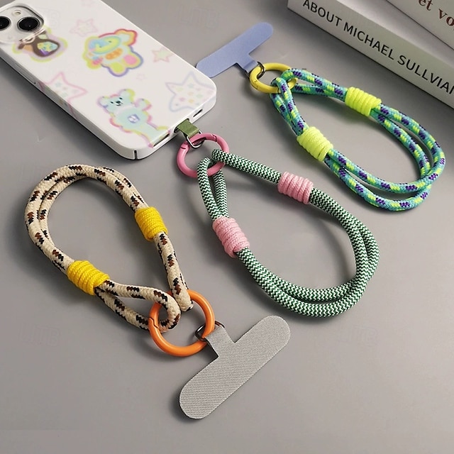  Cuerda de mano simple de dos hilos de moda, cuerda de muñeca corta simple, cuerda colgante de doble capa, firme y resistente, antirroturas y anticaídas, cuerda para colgar teléfonos móviles.
