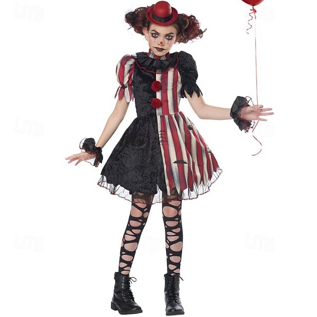 Joker Clown Halloween Outfits Costume It Dress Up Kid's Girls' Halloween Party Masquerade Easy Halloween Costumes Dress Up3