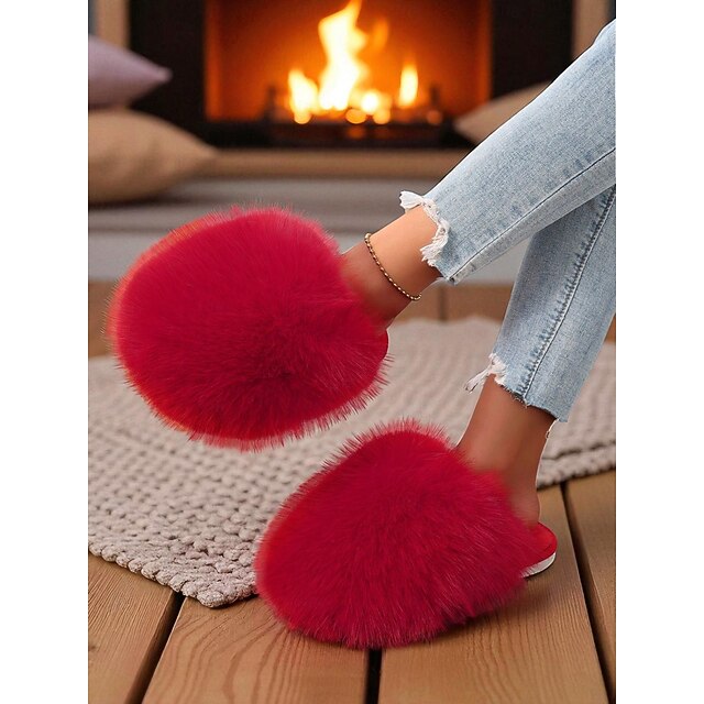 Cozy Faux Fur Slippers for Women - Plush Indoor Slides