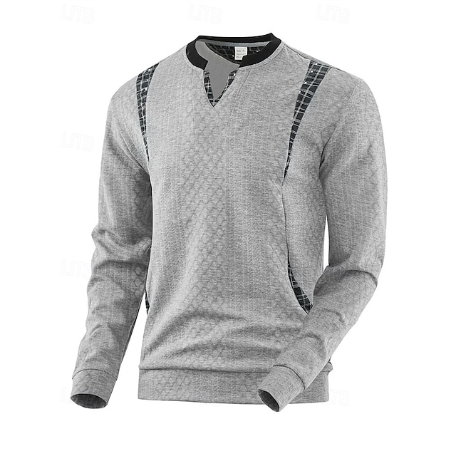  Herre Genser Svart Hvit Navyblå Kakifarget Grå V-hals Fargeblokk Jacquardvevnad Lapper Sport & Utendørs Daglig Ferie Polyester Gatemote Grunnleggende Fritid Vår Høst Klær Gensere Gensere