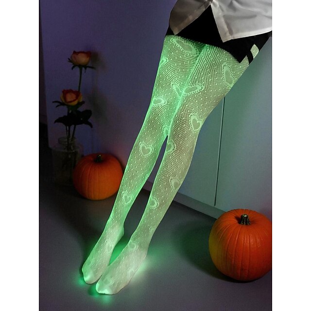  Collants et bas phosphorescents pour femmes - collants lumineux d'Halloween avec motifs de squelettes, de toiles d'araignée et de motifs pour les tenues de soirée et de fête