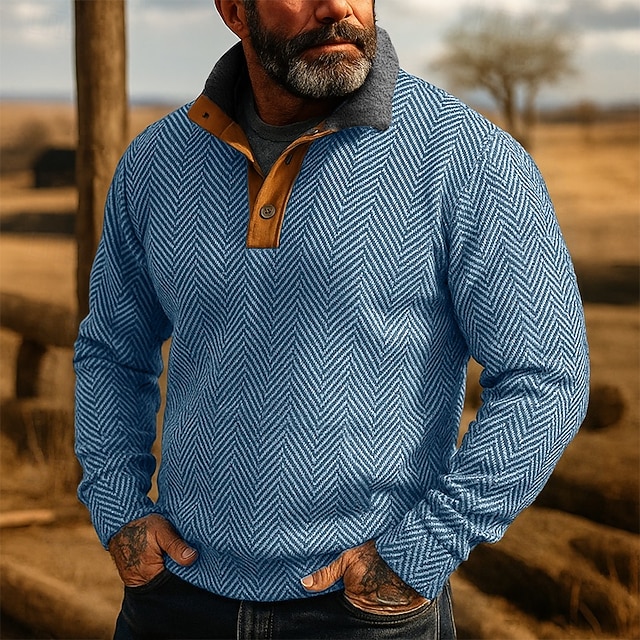  Per uomo Maglia Felpa con cappuccio Maglione Felpa con cappuccio abbottonata Nero Rosa Blu Verde Cachi Colletto Mao Semplice Testurizzato Sport & Outdoor Casuale Quotidiano Streetwear Cool