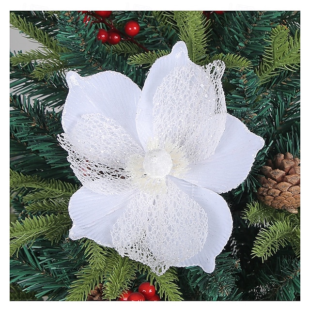  1 st konstgjord julstjärna, guld, röd, gul, vit konstgjord blomma, julgranstillbehör, juldekoration