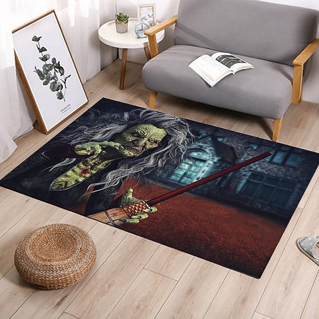  سجادة أرضية للهالوين بنمط أشباح مخيفة من الفلانيل، غير قابلة للانزلاق عند مدخل المنزل أو الحمام أو غرفة النوم