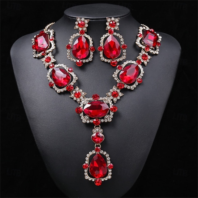  Sieradenset 2 Kromi 1 Ketting Oorbellen Dames Elegant Vintage Modieus Vintagestijl Klassiek Sieraden set Voor Bruiloft Feest Bruiloft gast