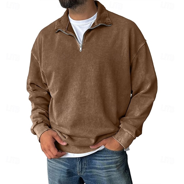  Herren Sweatshirt Viertelreißverschluss Sweatshirt Schwarz Wein Armeegrün Marineblau Purpur Halber Reißverschluss Einfach Halber Reißverschluss Täglich Ferien Ausgehen Polyester Vintage Streetwear
