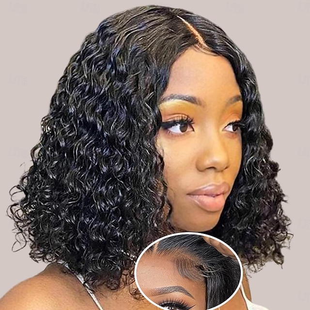  Parrucche glueless da indossare e usare, parrucche ricce pre-pizzicate in capelli umani, parrucche frontali in pizzo per principianti, parrucche glueless pre-tagliate in pizzo 4x4 senza colla per