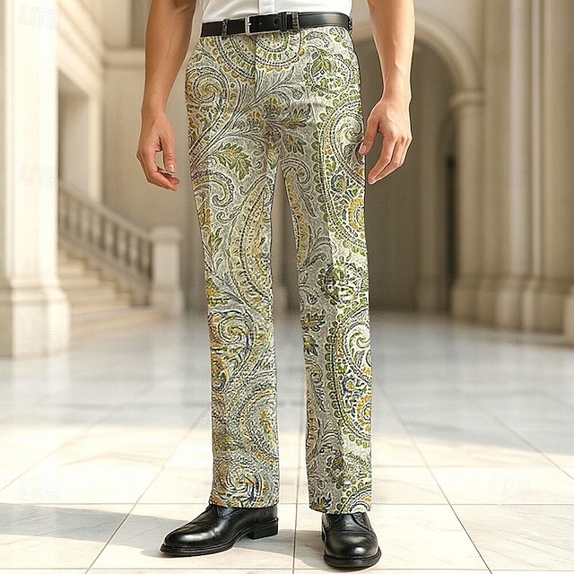 Men S Printed Dress Pants 2026.Men's Dress Pants Trousers Suit Pants Paisley Floral Print Flowers Full ...