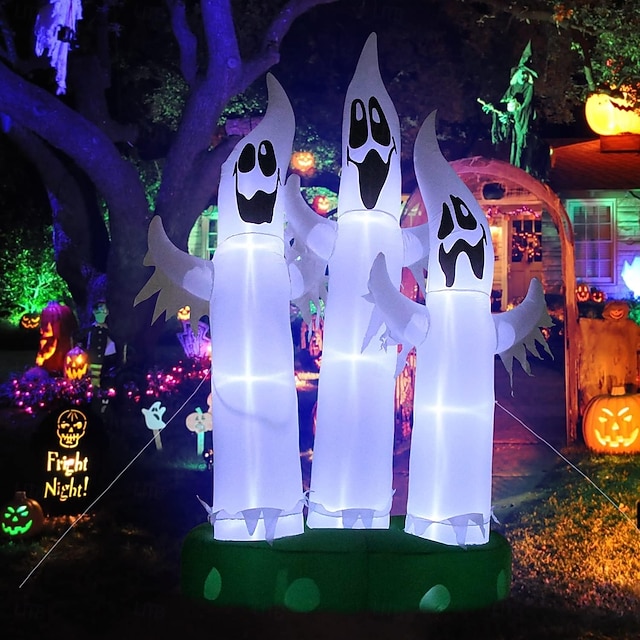  1 db 3 m/10 láb halloweeni háromfejű szellem lámpával felfújható légmodell beltéri és kültéri udvari gyep party hangulat dekorációs fények us/eu/uk/au csatlakozó