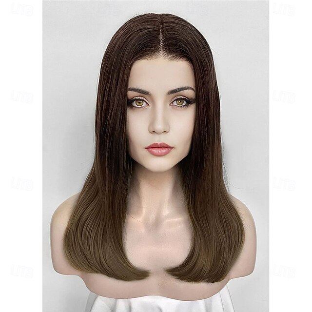 Synthetic Wig Eve Ballerina Straight Middle Part Machine Made Wig Long Brown Synthetic Hair Women Cosplay Fashion Easy to Carry Brown4