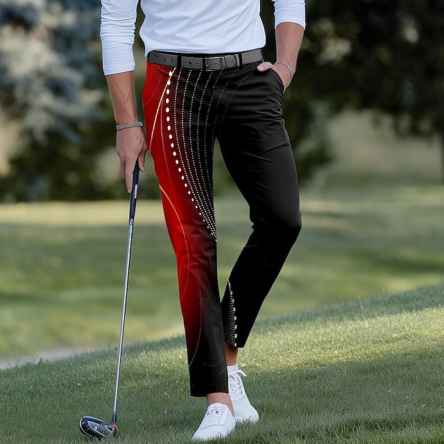  Voor heren Verloop Golven Pakken Golfbroek Broek Medium Taille Casual Buitensporten Slim Fit Broek met Zakken Lente Herfst 3D-afdrukken Rood blauw Paars