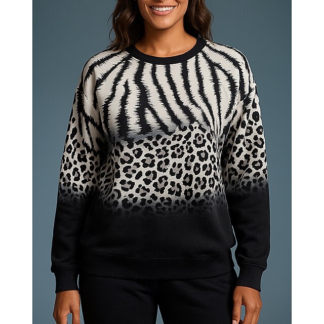 Women's Pullover Sweatshirt Casual Tops Long Sleeve Top Athleisure Fall Color Gradient Fashion Outdoor Travel Sportswear Activewear Black4