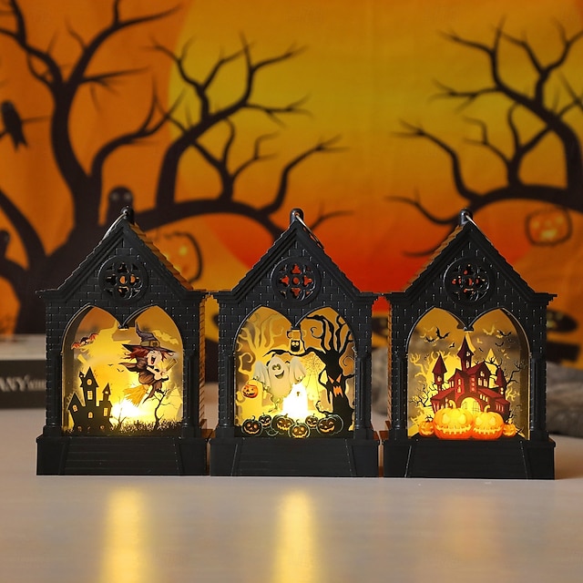  1 個 15cm ハロウィン LED 電子キャンドルライト ウィンドライト 魔女 カボチャ ゴースト 装飾ナイトライト 屋内 屋外 レストラン パーティー フェスティバル 雰囲気 装飾ライト lr1130 * 3 電池
