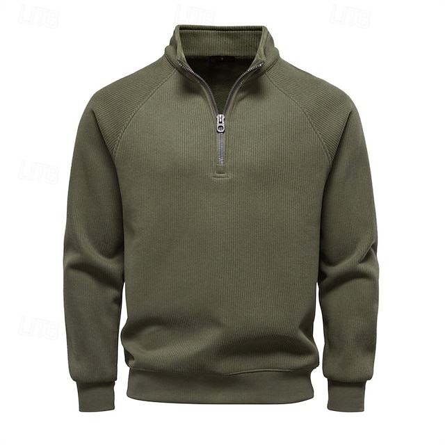  Bărbați Hanorca Catifea Hanorac din fleece Hanorac cu glugă Trage pe dreapta Caisă Negru Verde Militar Bleumarin Gri Guler în picioare Simplu Texturat Sporturi & Exterior Casual Zilnic Șic Strad